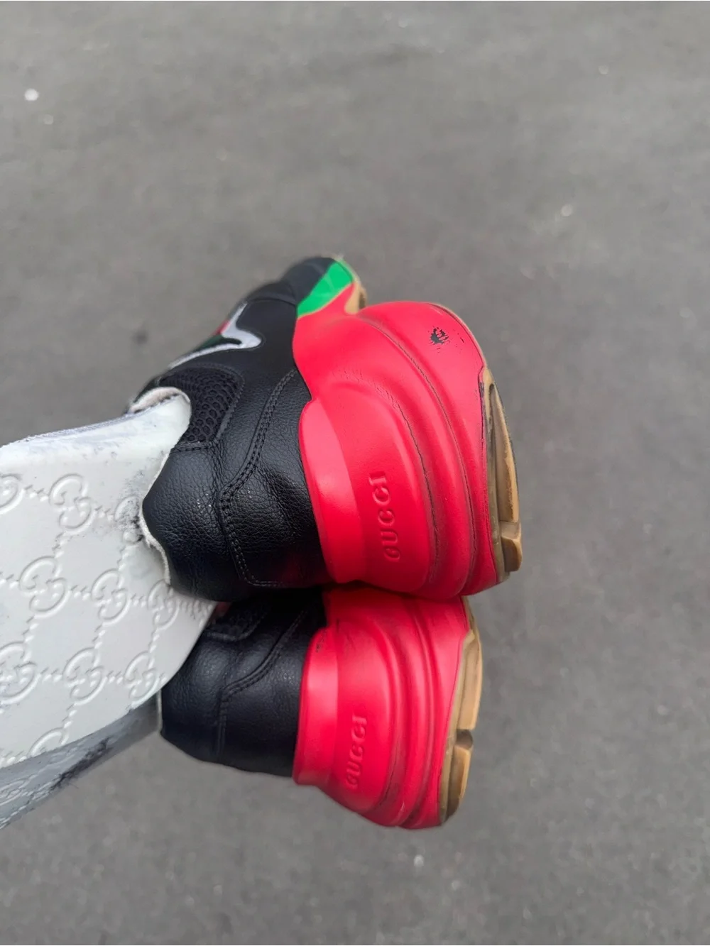 Gucci Rython Leather Mesh Sneakers
